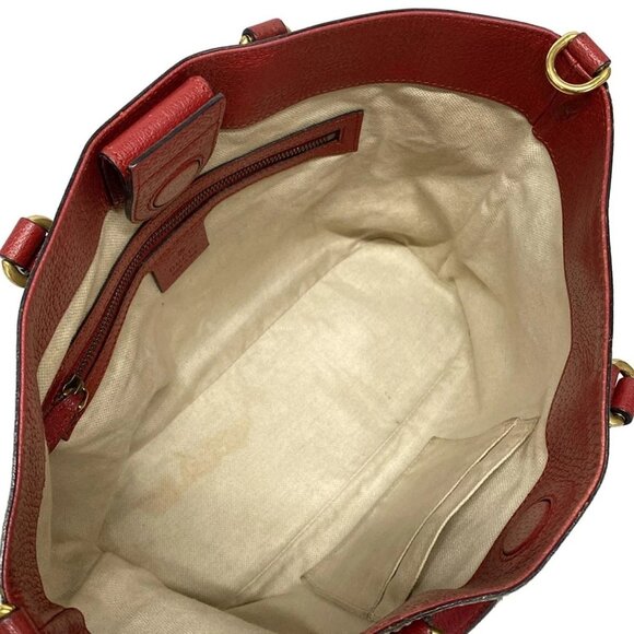 Auth GUCCI GG Supreme 473887 Beige Red Pink PVC Leather - Tote Bag - Picture 12 of 16